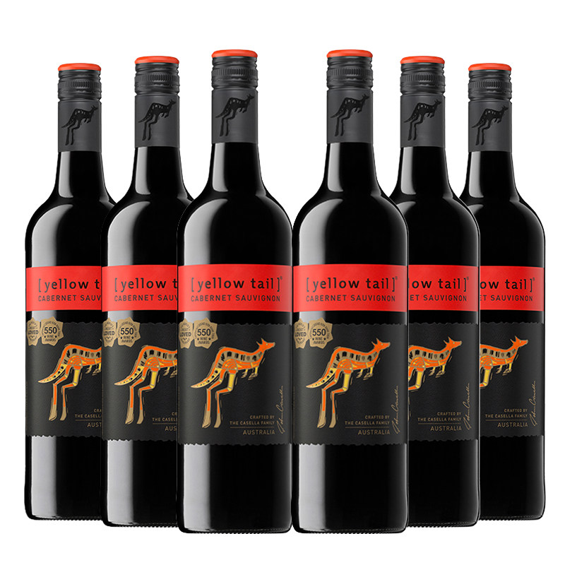 yellow tail黄尾袋鼠澳洲原瓶进口加本力苏维翁赤霞珠干红葡萄酒