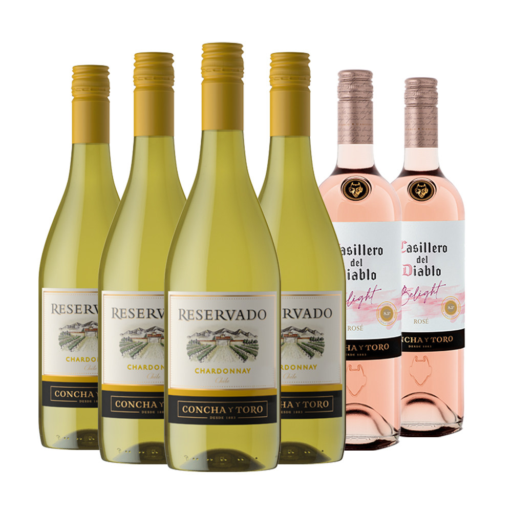 干露红魔鬼珍藏霞多丽白葡萄酒倍盈桃红组合智利原瓶进口整箱6瓶