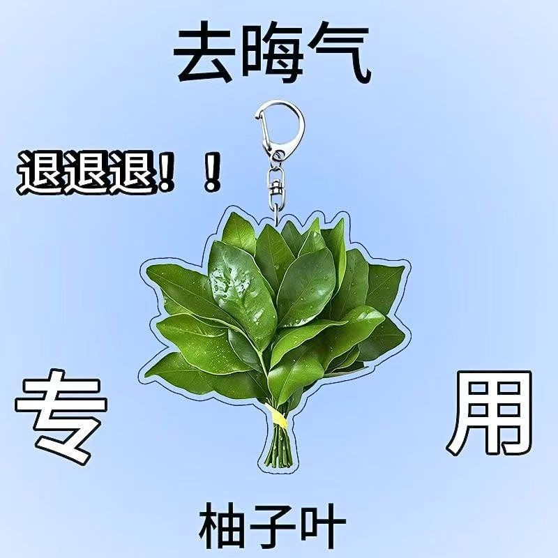 去晦气柚子叶钥匙扣挂件创意解压压克力书包挂饰可爱卡通包包挂件