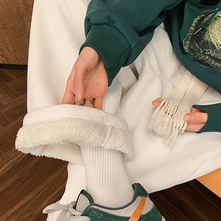 超厚羊羔绒卫裤男款冬季加绒加厚保暖防寒裤子特大码直筒休闲棉裤