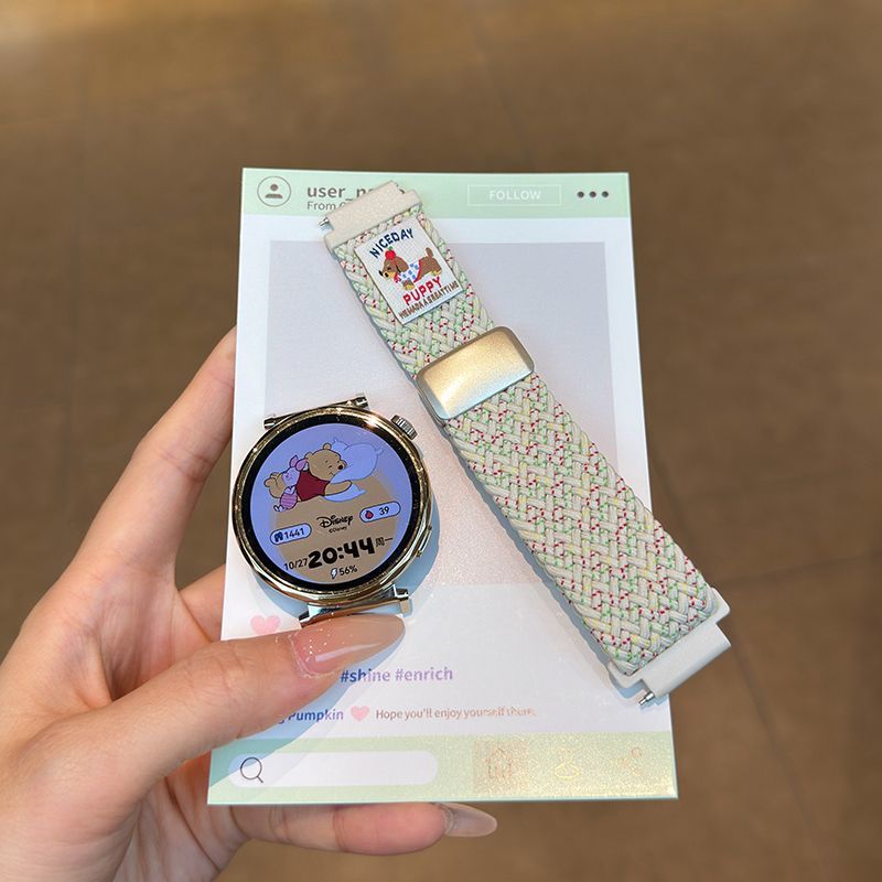 适用爱国者GT8表带GT3通用aigo V8手表表链配件22mm编织磁吸扣gt8