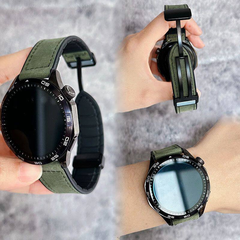 适用荣耀手表X5i表带疯马皮纹磁吸表带honor皮质手腕带运动荣耀X5