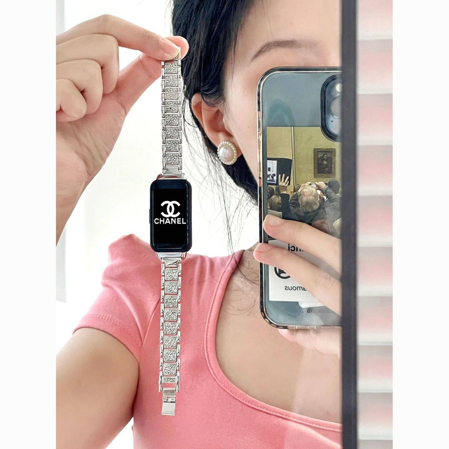 适用华为手环11/nfc表带三珠闪钻band 11pro智能运动金属手环腕带