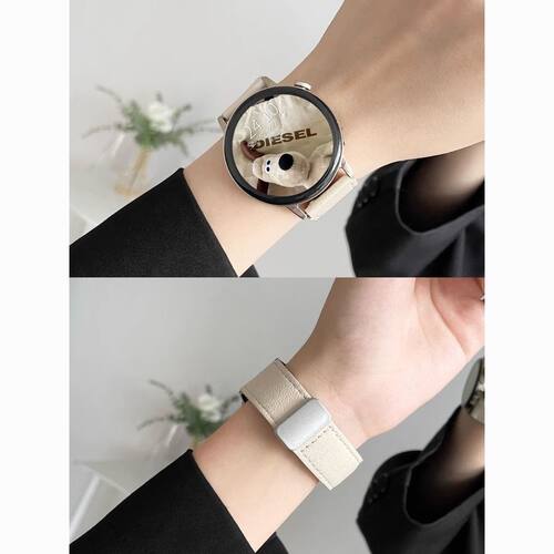 适用vivoWatch6表带iqoowatch5荔枝纹皮质VIVO watch5磁吸手表带6
