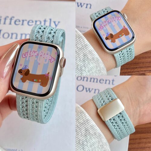 适用三星watch4/5/6/7手表尼龙表带Active2针织GearS3/S4透气磁吸
