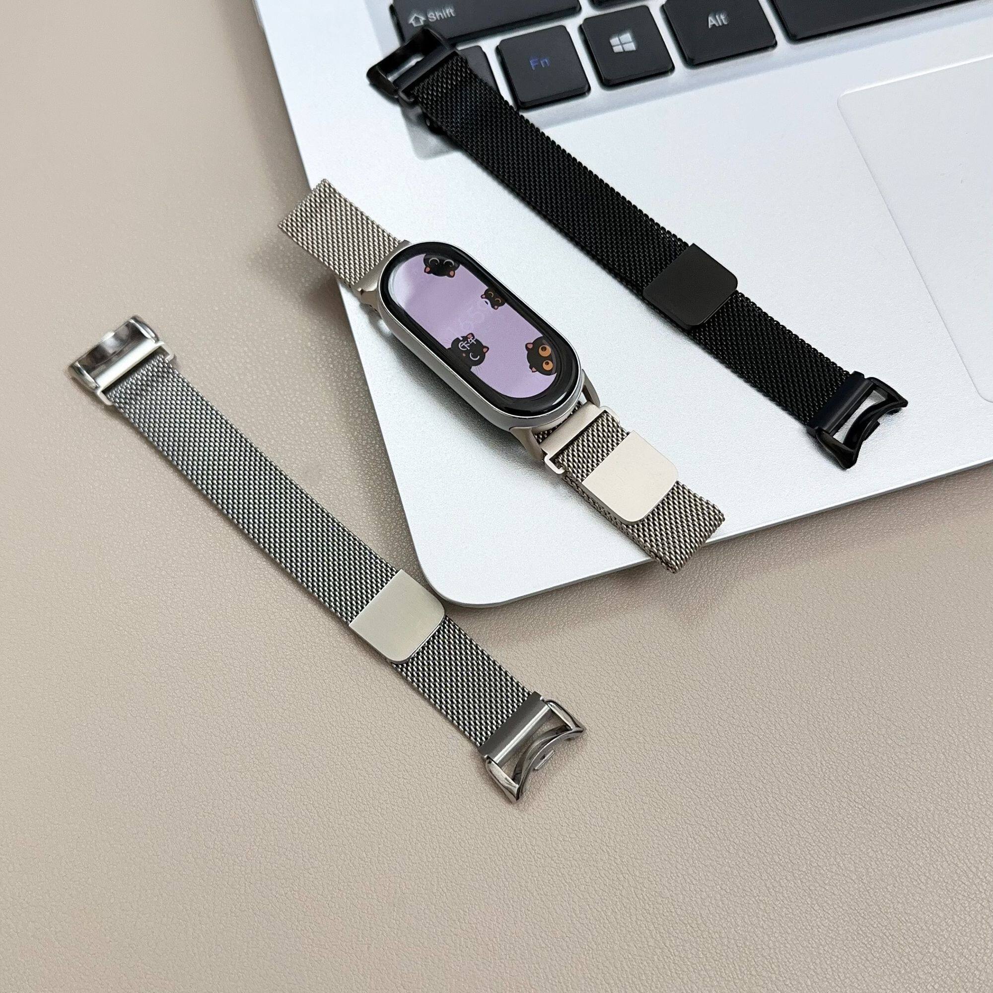 适用小米手环10/9/8表带米兰尼斯磁吸陶瓷版腕带小众金属表替换带