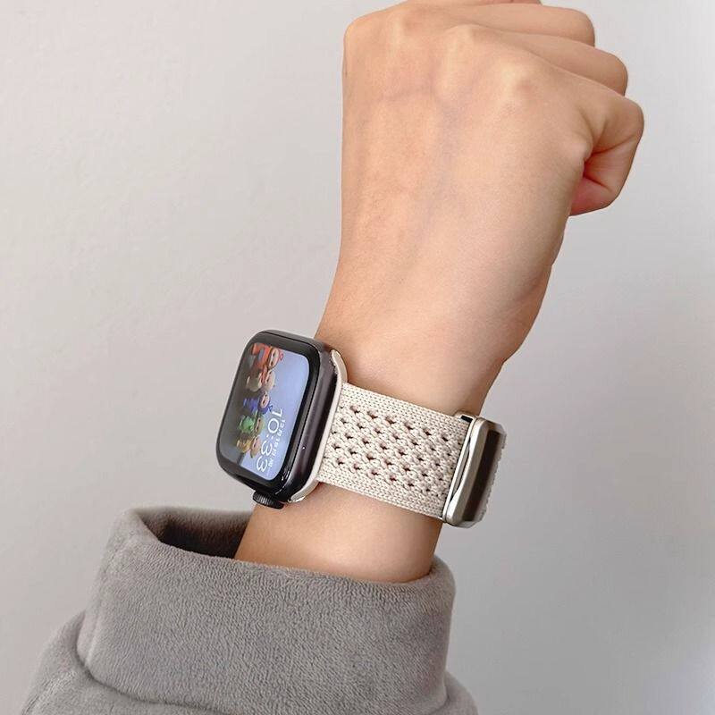 适用小米手环10pro针织镂空表带红米watch6透气磁吸表带小米9pro