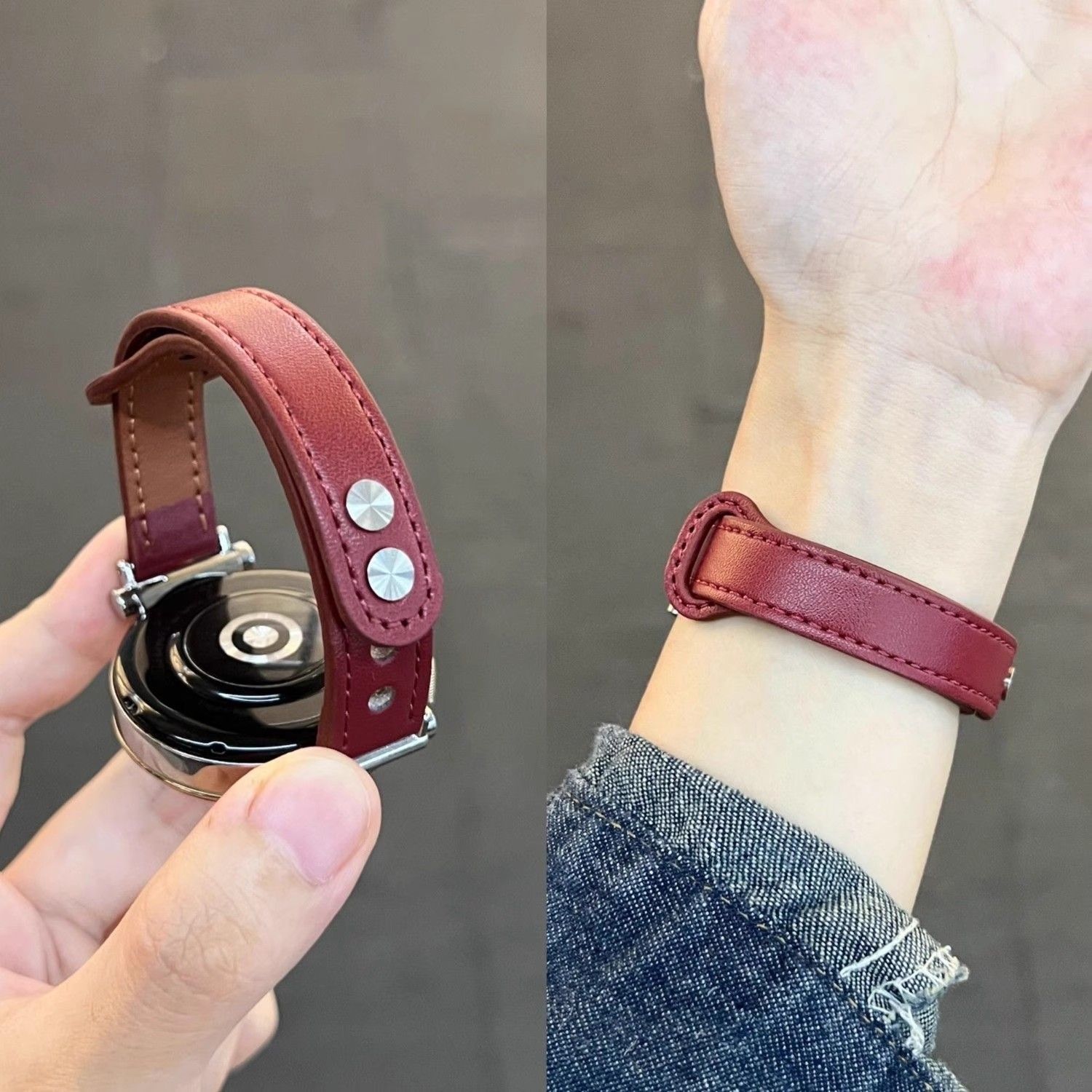 安可拉红适用vivo5手表带VIVO3/2/1双钉扣表带iQOOwatch3替换腕带