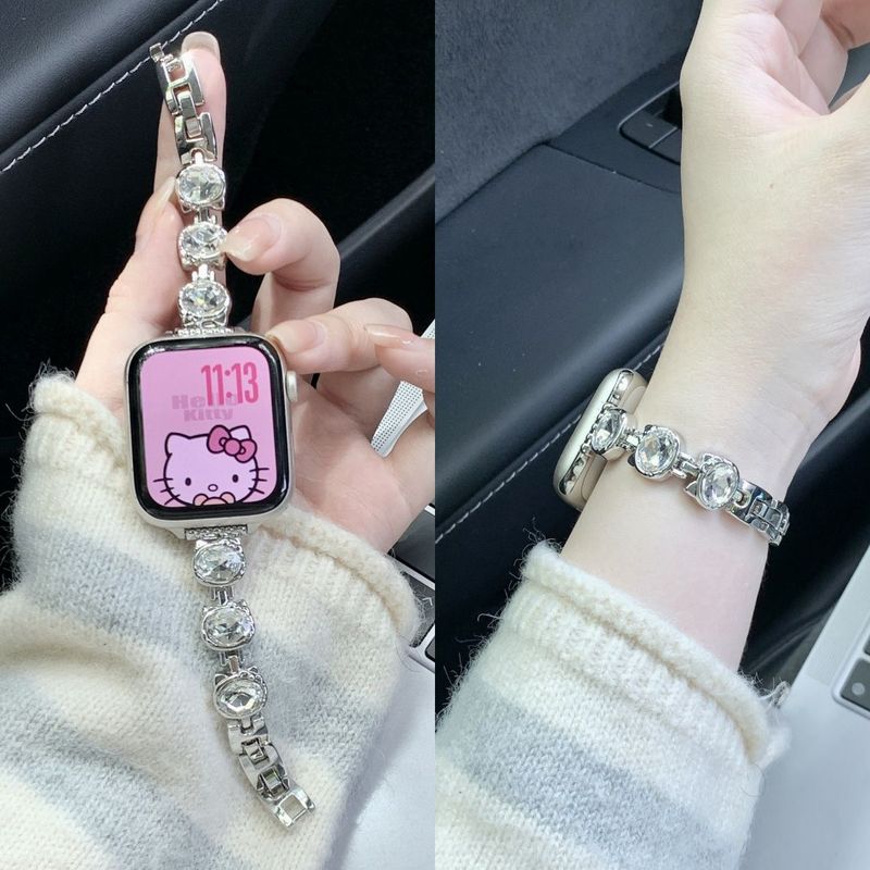 凯蒂猫水晶闪钻金属适用荣耀亲选Rossini 2iHaylou Watch女生表带