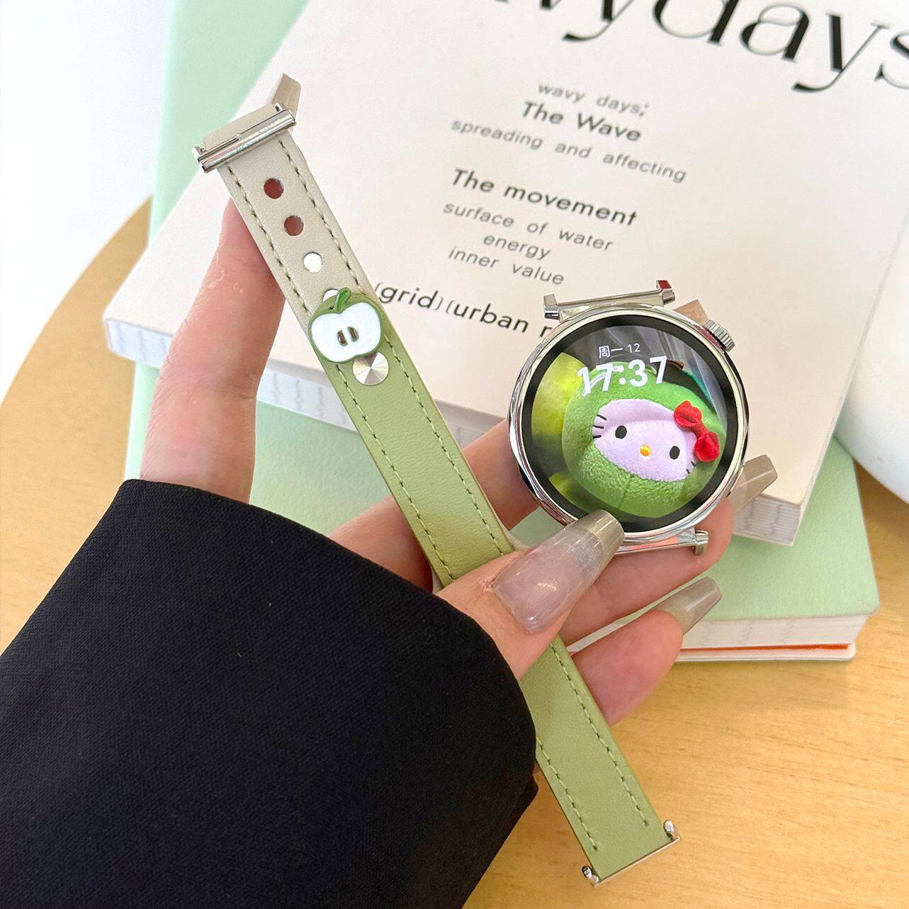 青苹果适用OPPO watch X3 mini表带watch3/4pro/se双盯皮带扣表带