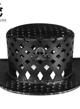 厂家直销新款跨境万圣节头套PU皮礼帽 中世纪瘟疫医生配饰 COSPLA