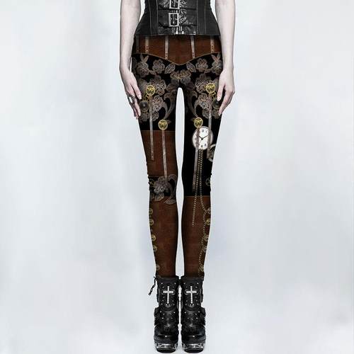 新款蒸汽朋克欧美瑜伽裤速干打底跨境3D数码印花裤运动紧身健身裤