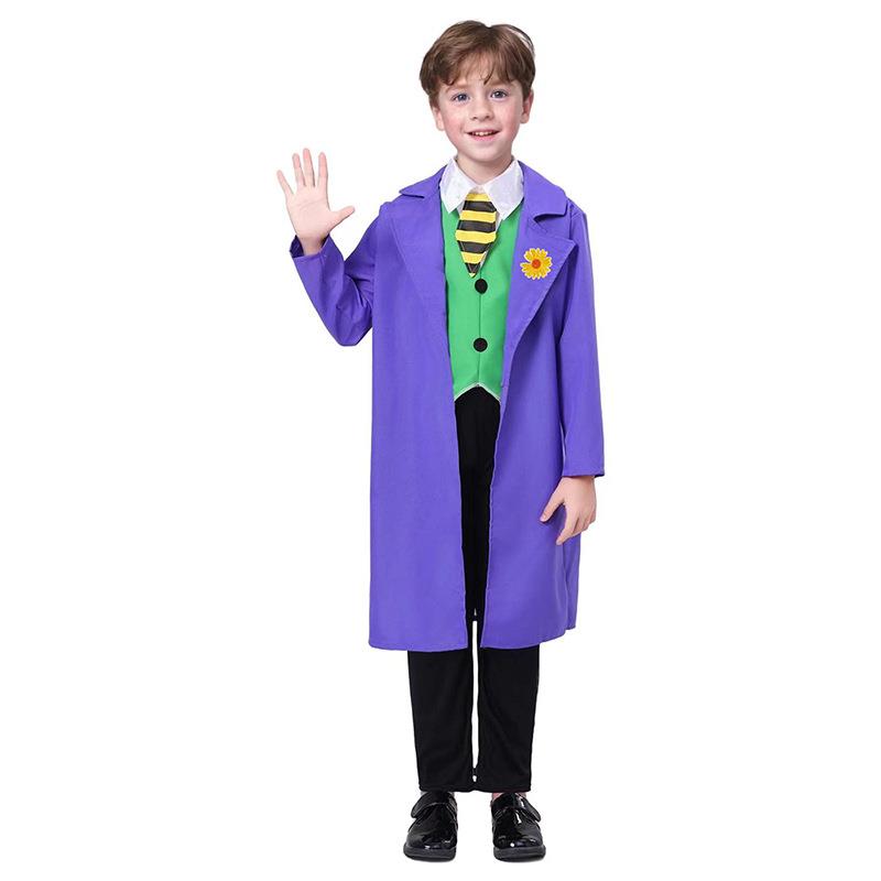 儿童万圣节希斯莱杰小丑 The Joker 角色扮演cosplay化妆舞会服装