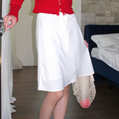 白色亚麻半身裙女法式 Lily Rose野玫瑰 复古松紧腰显瘦包臀短裙