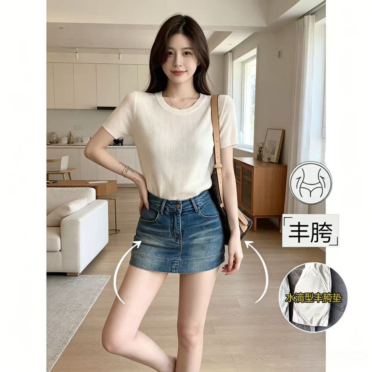纯欲辣妹风丰胯复古牛仔短裙女2026夏季薄款低腰修身显瘦包臀裤裙