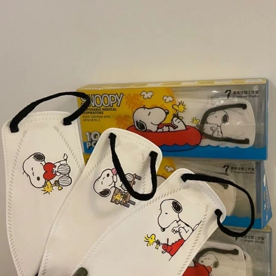 鱼嘴史努比卡通狗小红书口罩韩版柳叶型3d立体snobby face mask