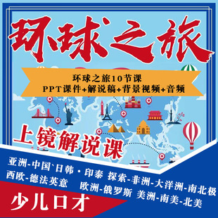 少儿口才PPT课件上镜解说课环球之旅播音主持背景视频音频9-13岁