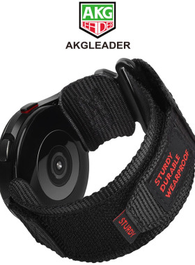 AKGLEADER官方战术尼龙回环手表带适用三星Watch4/5/6/7/8 ultra代8 classic手表表带户外运动47mm潮牌腕带