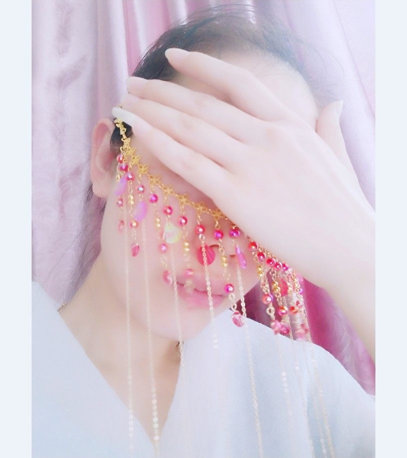 《夕辰》古装超仙气流苏面帘 汉服面纱 遮脸古风耳挂蒙面新娘配饰