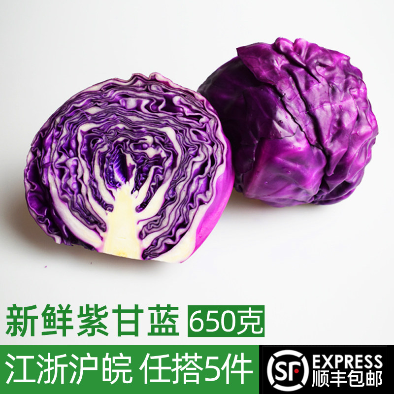 新鲜紫甘蓝650g 紫包菜球紫色红椰菜 西餐蔬菜轻食沙拉生菜食材