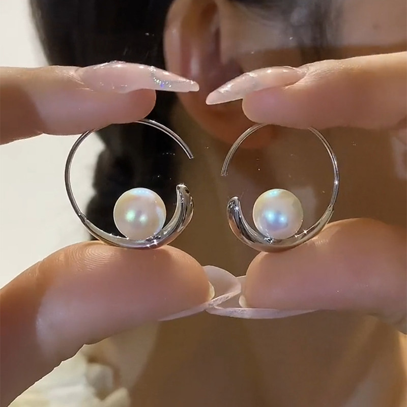 简约高级感珍珠耳圈耳环女