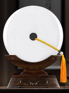 天然玉石平安扣摆件客厅博古架玉壁酒柜装饰品和氏璧乔迁新居礼物