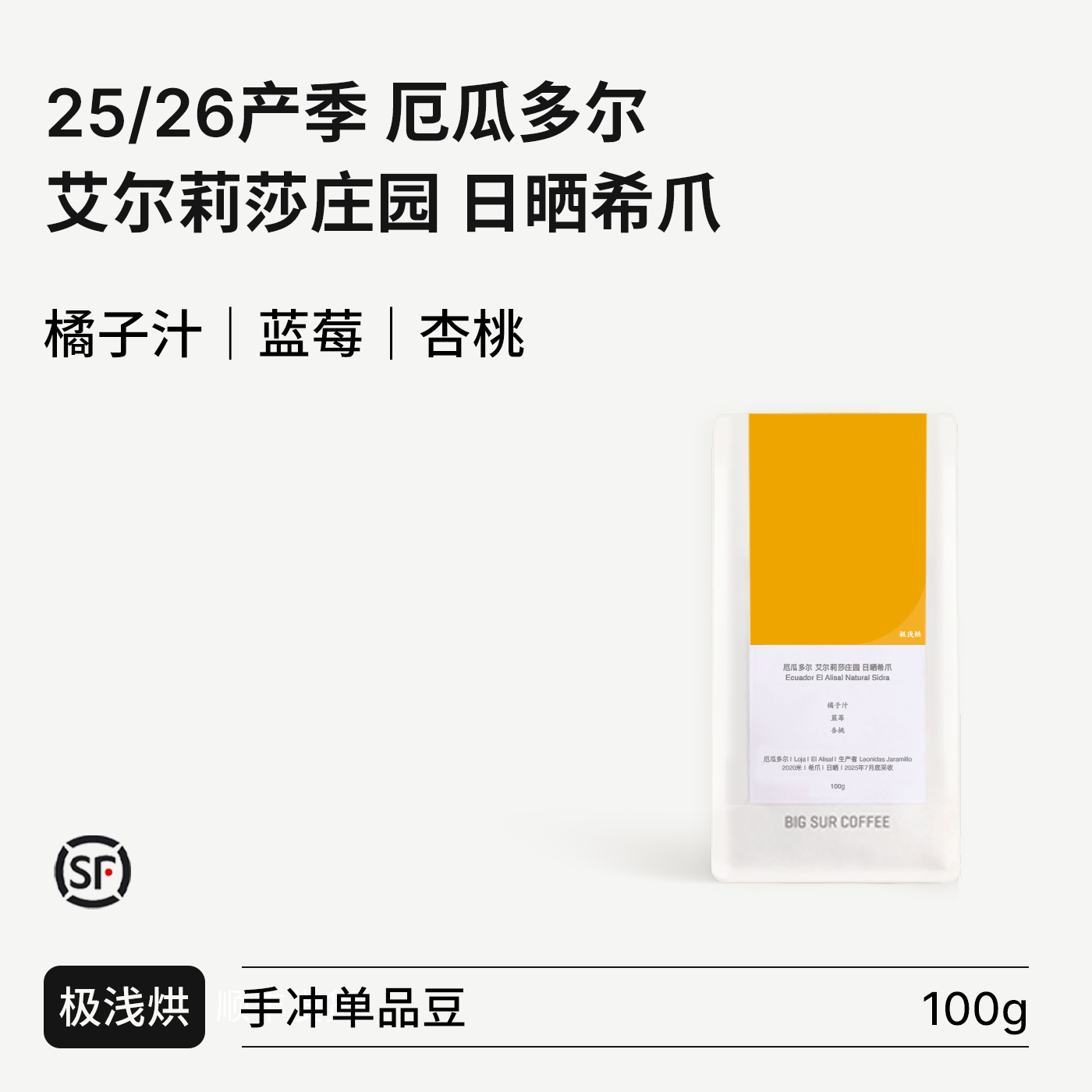 BIGSUR橘子汁/蓝莓/杏桃日晒希爪