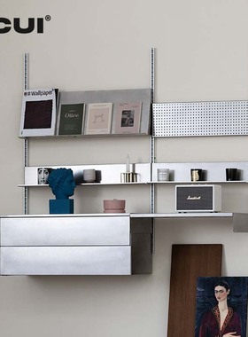 阿崔造屋上墙置物架不锈钢墙挂系统 隔板书架可定制 墙面置物系统