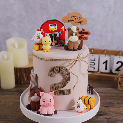 农场蛋糕装饰小猪小鸡小鸭小马