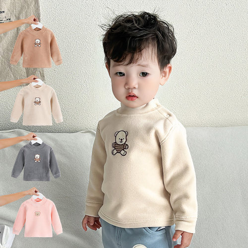 加绒加厚高领打底宝宝T恤