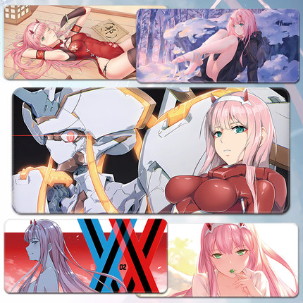 队02鼠标垫Darling超大号滑鼠键盘桌垫ZERO TWO周边宿舍小号