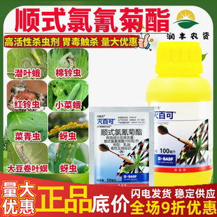 巴斯夫灭百可 顺式氯氟氰菊酯潜叶蛾棉铃虫小菜蛾蚜虫农药杀虫剂