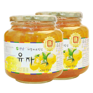 韩国进口全南蜂蜜柚子茶1kgX2罐泡水喝的水果茶柚子酱热饮品冲调