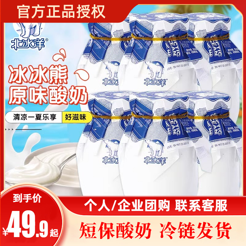 北冰洋冰冰熊瓷罐原味酸奶200g*6罐老北京风味发酵乳童年酸牛奶