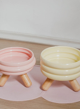 ulu碗宠物粮碗水碗猫碗陶瓷彩色猫狗喂食碗猫食盆分体式高脚护颈