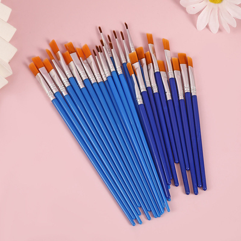 尼龙画儿童绘画勾线扁平头颜料刷diy数字油画水彩排