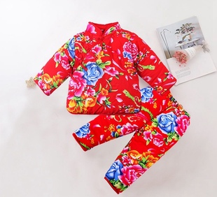 东北花棉袄儿童大花袄套装-东北大棉袄儿童