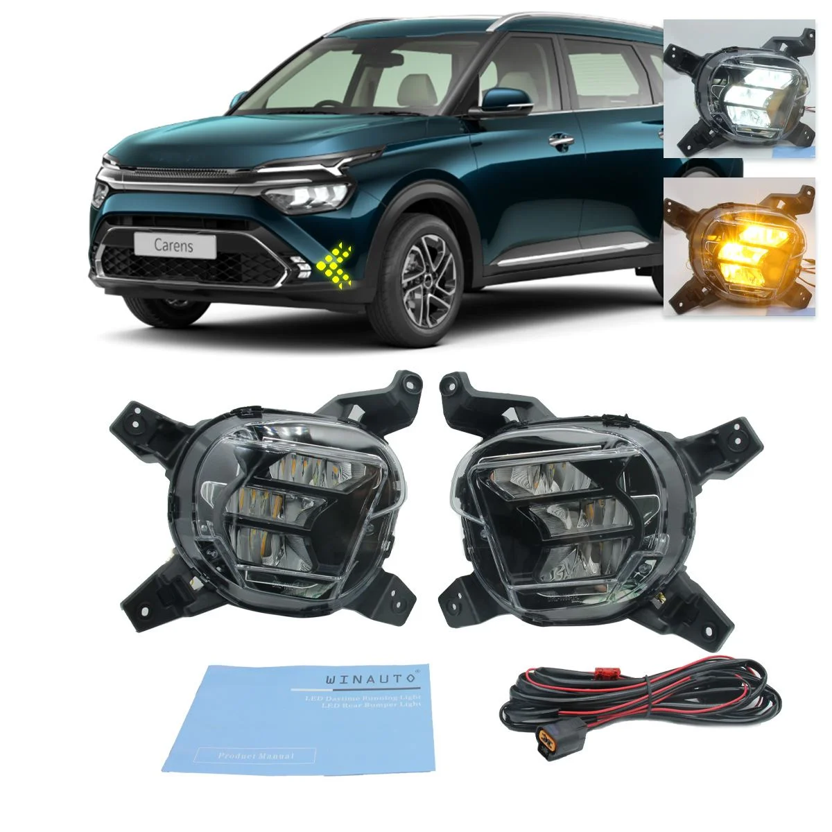 适用于起亚CARENS 2023 LED日行灯日间行车灯雾灯带黄光转向