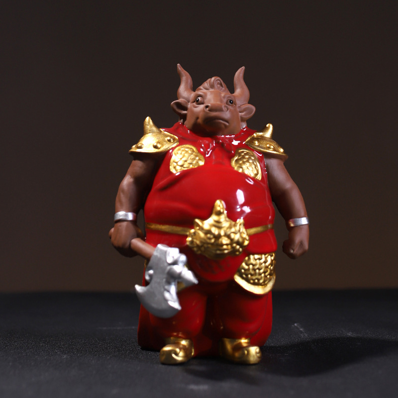 生肖牛魔王紫砂陶瓷人物桌面摆件电脑桌办公桌电视柜