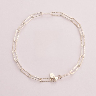 S925纯银意大利车花波光粼粼口字手链简约ins极简风叠戴手饰