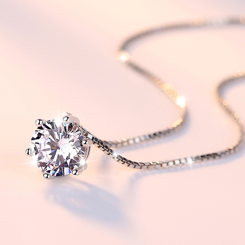 经典百搭925银闪钻锁骨链