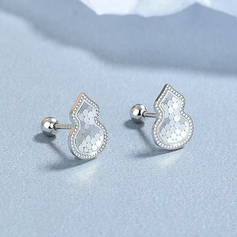 通体S925纯银小众设计碎冰冰葫芦耳钉女时尚个性简约高级感耳饰,饰品/流行首饰/时尚饰品新,银饰耳饰,淘宝优惠券,粉丝福利购,淘宝优惠卷