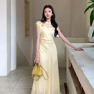少女复古法式 旗袍改良年轻款 长裙子 连衣裙女夏新款 国风新中式