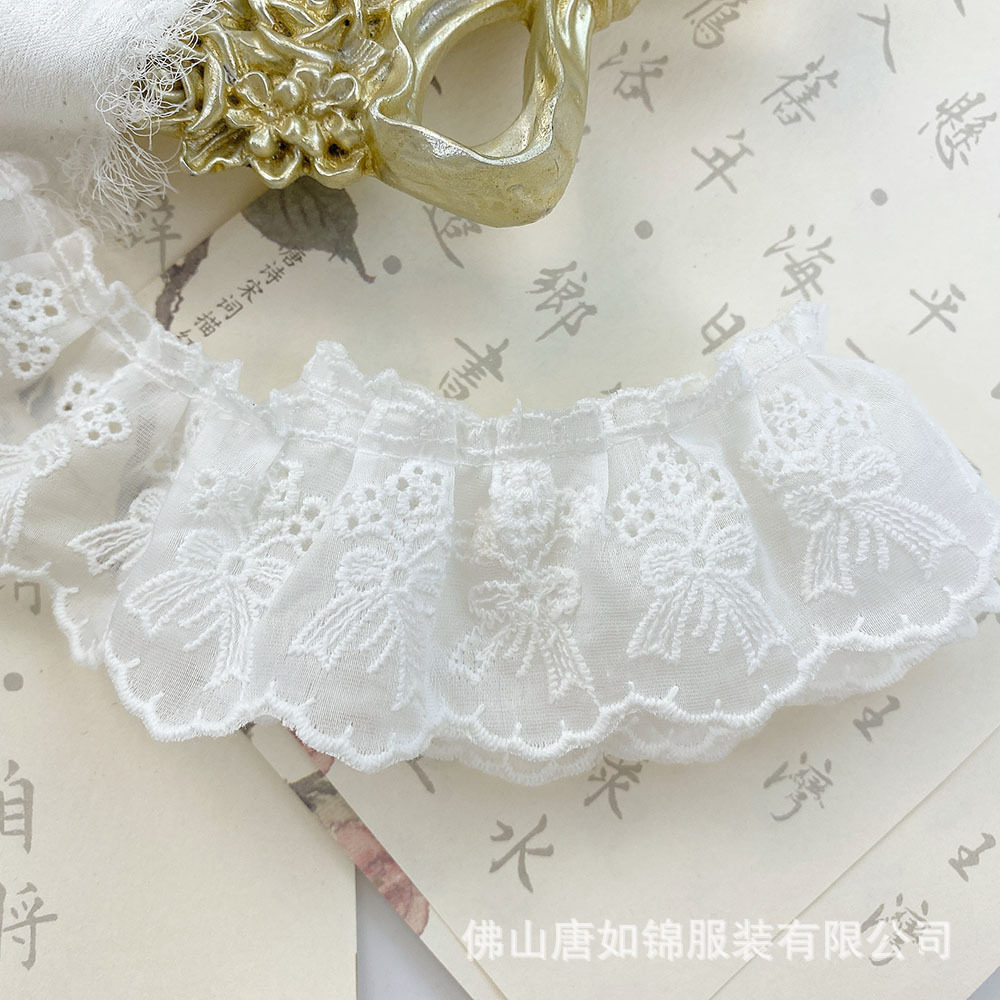唐如锦 4.5厘米宽白色蝴蝶结丝带/绸带/布带