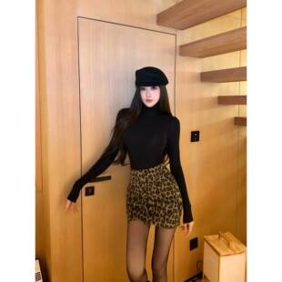 SX善喜3色入堆堆领针织打底衫女亲肤弹力修身内搭上衣高领长袖T恤