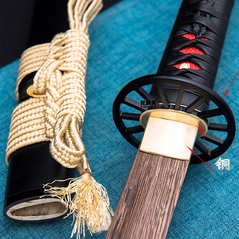 日本武士刃木刀带鞘居合道训练练习拔刀剑 防身刀剑表演道具玩具