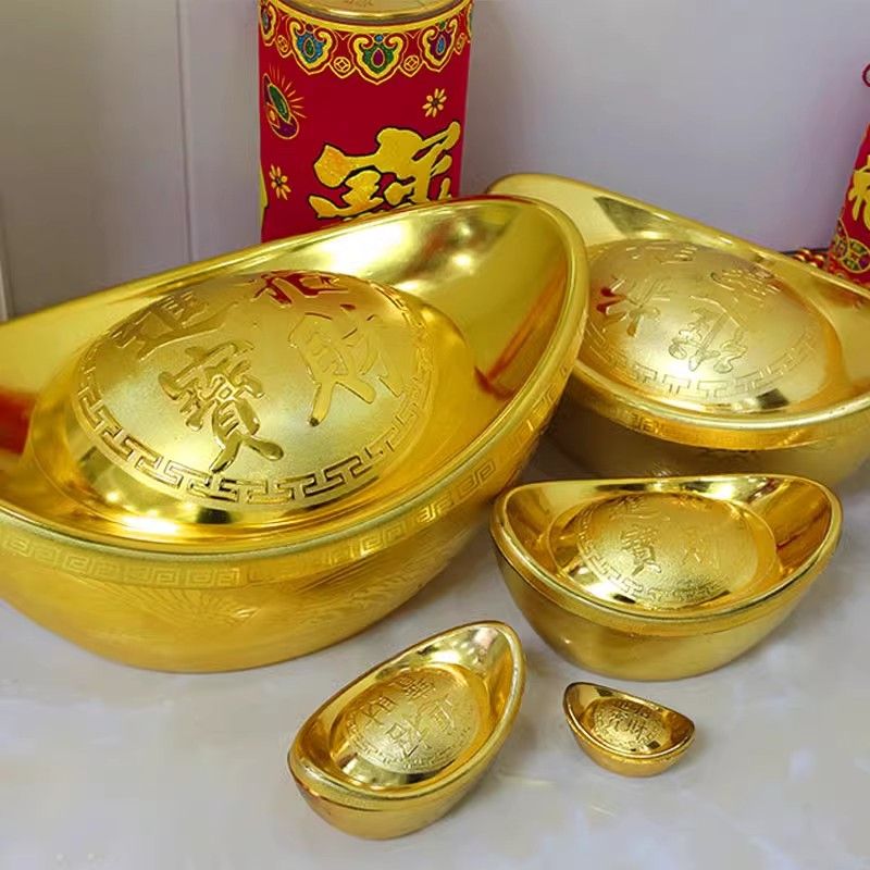 金元宝摆件招财风水居家道具新年装饰品糖果盒塑料空心仿真大元宝