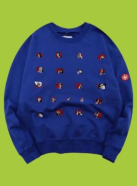 CAVEMPT C.E刺绣小标 长袖原宿风满印圆领卫衣男女日系潮牌