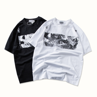 20SS CAVEMPT 新品  女人头像满屏网点印花T恤 Oversize情侣短袖