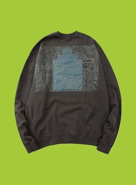 CAVEMPT 19AW C.E日系水洗深灰色CE圆领长袖套头宽松卫衣男女